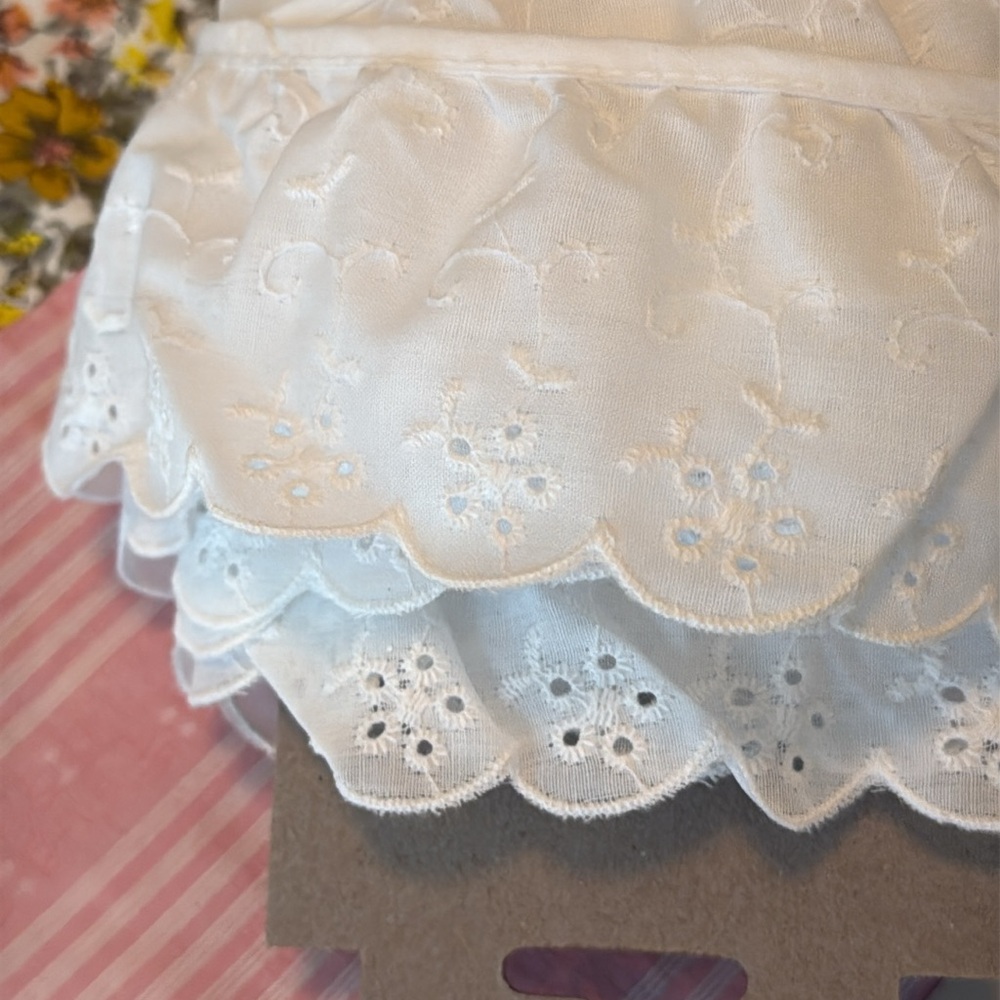 Vintage White Eyelet Ruffle Trim | 5 Yards x 2.5” Wide | Scalloped Edge